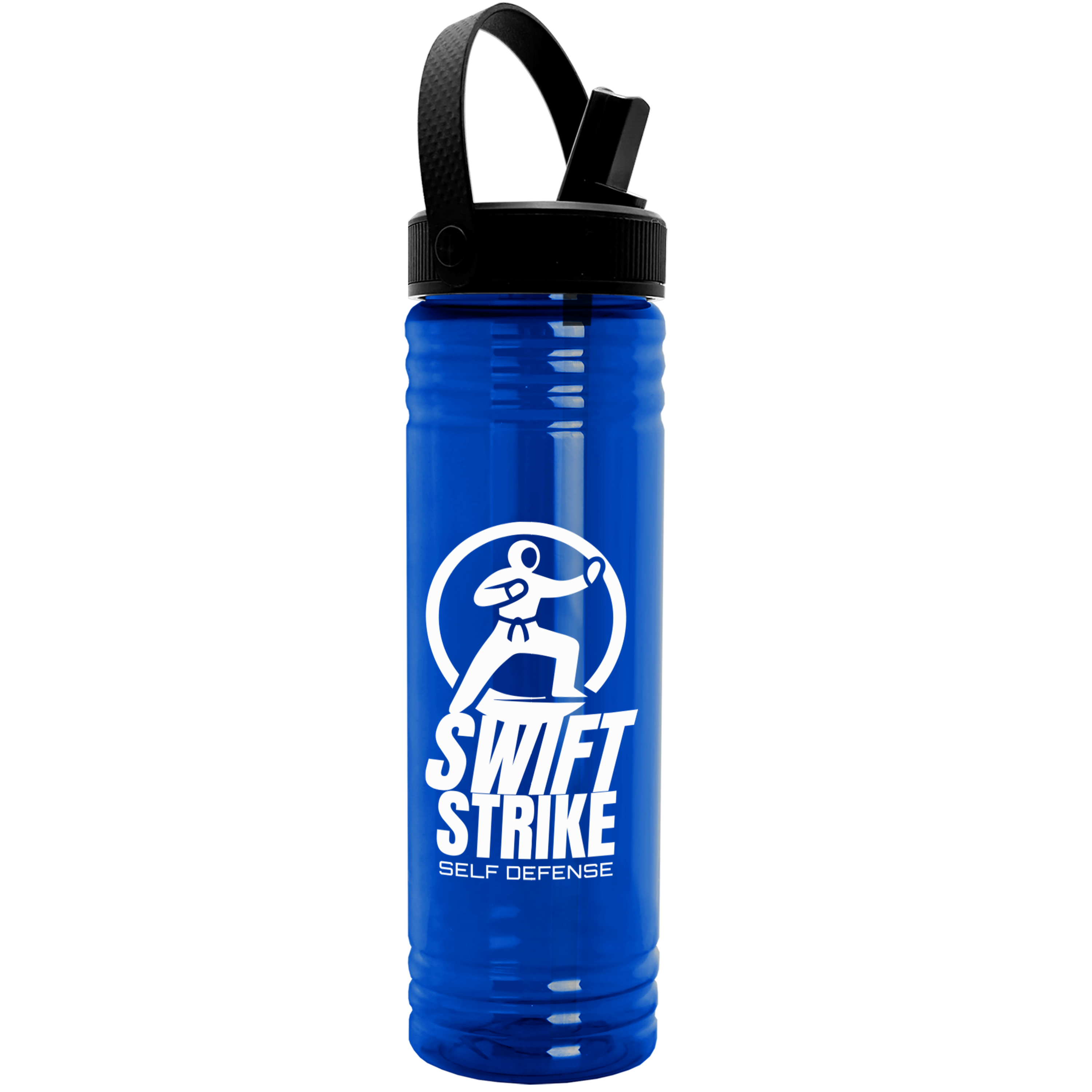 Slim Fit RPET Bottle with Flip-Straw, Swivel-Handle Lid - 24 oz.